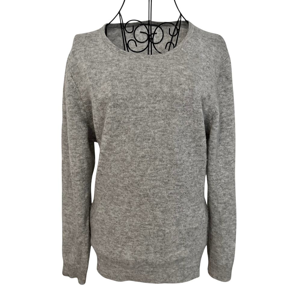 Heather Pastel Grey 100% Cashmere Knit Sweater Pullover Preppy Feminine Classic